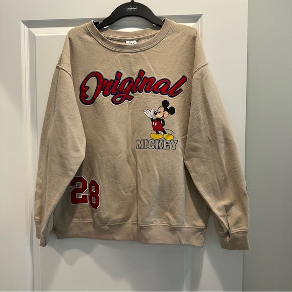 Disney Beige Mickey Mouse Crewneck Sweater - Picture 1 of 4